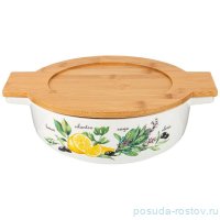 Блюдо 29 х 23 х 8,5 см круглое с деревянной крышкой 1,8 л &quot;Секретные ингредиенты&quot;  / 276951