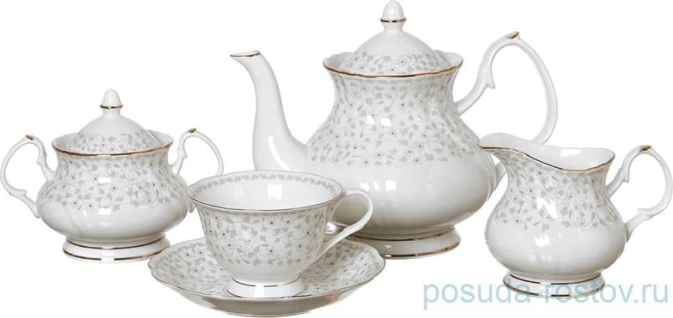 Чайный сервиз на 6 персон 15 предметов "Вивьен /Вьюнок"  / 193716