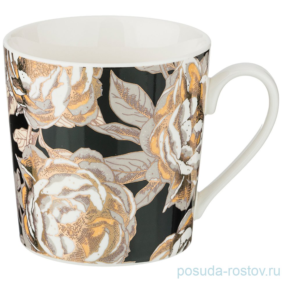 Кружка 400 мл чёрная "golden rose" / 208443