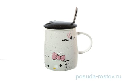 Кружка 400 мл с крышкой и ложкой &quot;Hello Kitty&quot; / 140359