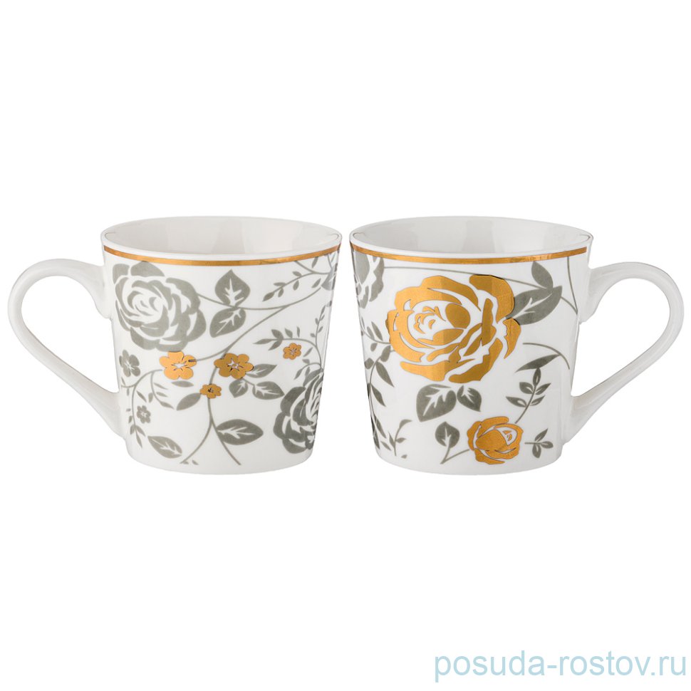 Кружка 450 мл серый "Золотой цветок" / 193684