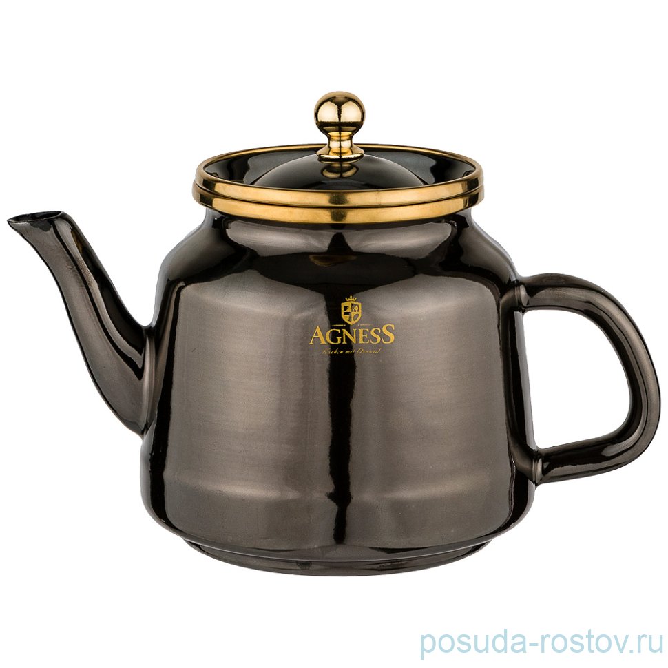 Чайник 1 л эмалированный шоколад "Agness /Тюдор" / 209825