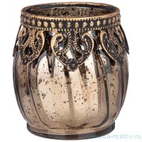 Подсвечник 6,5 х 6,5 х 7 см &quot;Дубай&quot; с металлическими элементами коричневый (2шт.) / 272872