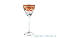 Бокалы для красного вина 250 мл 6 шт &quot;Наталия /Золотой узор /Красная&quot; / 137588
