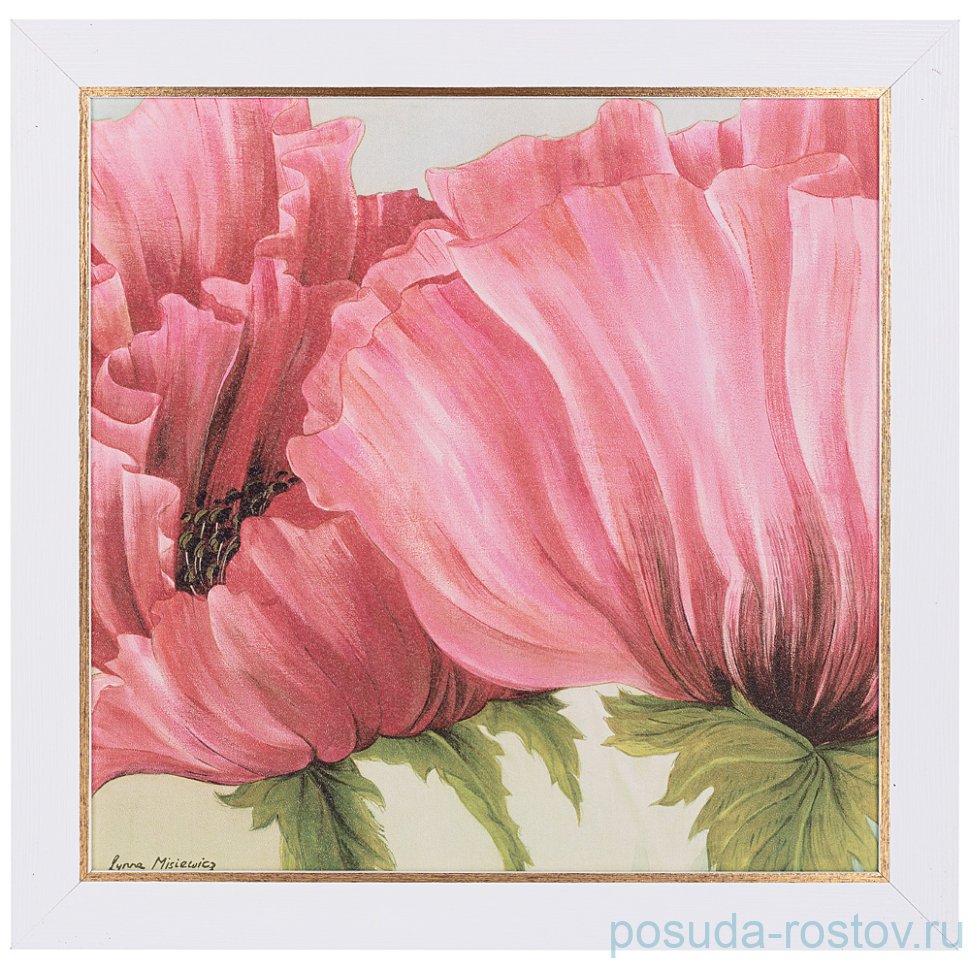 Постер 50 х 50 см "мак" /рамка белая с текстурой / 260003