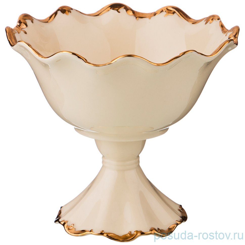 Конфетница 15 см н/н "золотая окантовка" / 194611