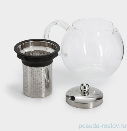 Заварочный чайник 1,2 л  серебристо-черный &quot;Base black&quot; / 378534