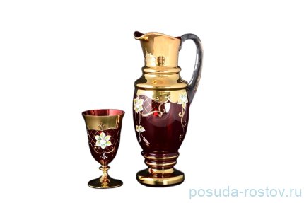 Набор для воды 7 предметов (кувшин + 6 бокалов) &quot;Лепка /красный&quot; / 087830