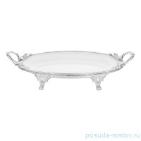 Блюдо 33 х 18  х 6 см овальное н/н с ручками &quot;Серебряный ободок&quot; / 343321