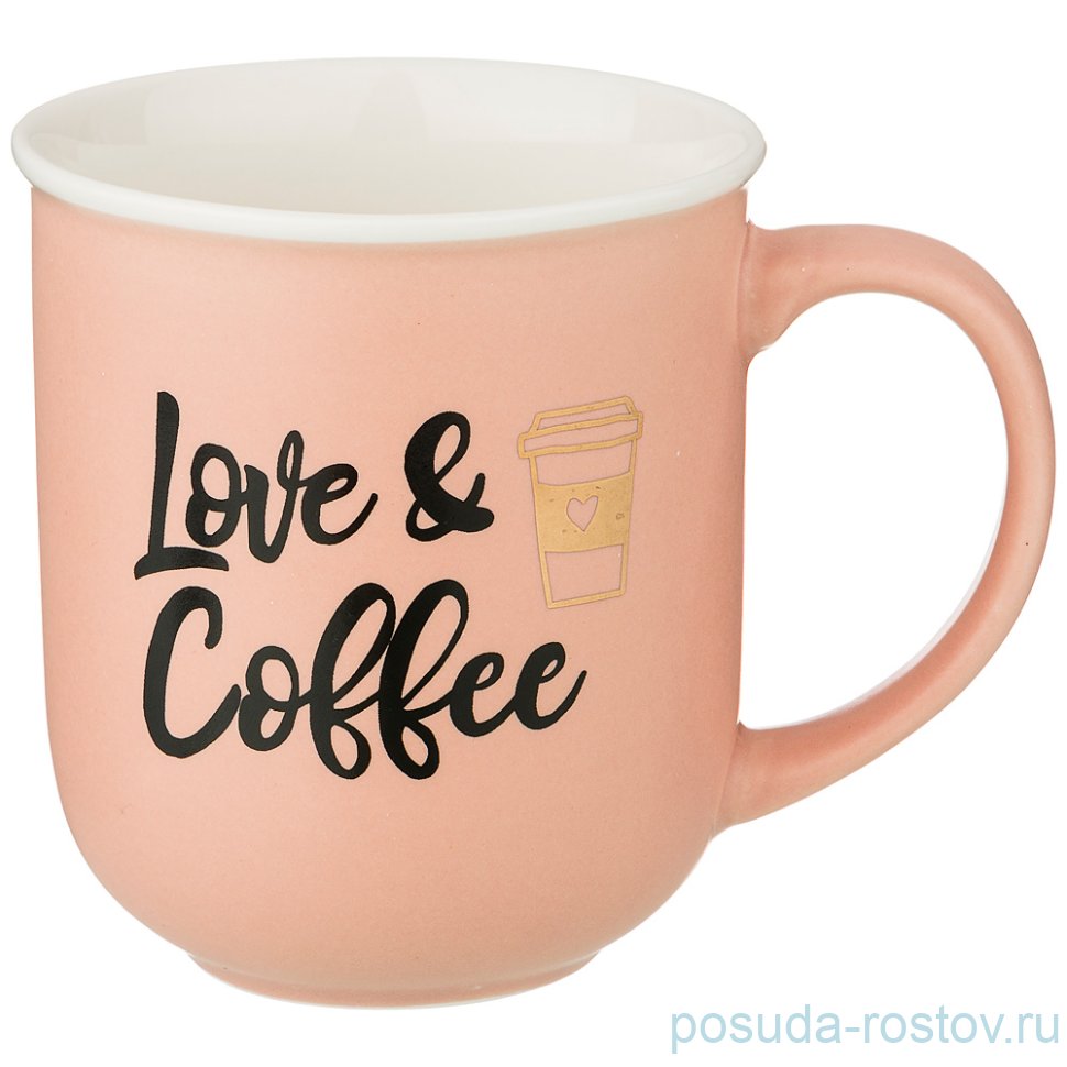 Кружка 400 мл розовая "кофемания" / 210577