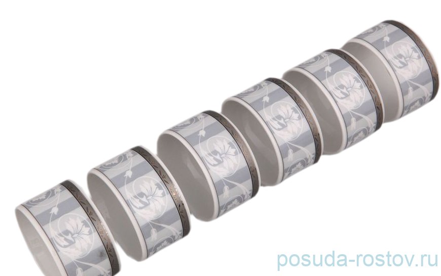 Кольцо для салфетки 6 шт Leander "Сабина /Серый орнамент" / 158928 Кольцо для салфетки 6 шт Leander "Сабина /Серый орнамент" / 158928