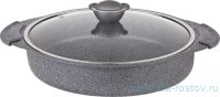 Сотейник 26 х 6,5 см антипригарное покрытие крышка стеклянная 3,5 л серый  &quot;GRANITE OVEN TRAYS&quot; / 295662