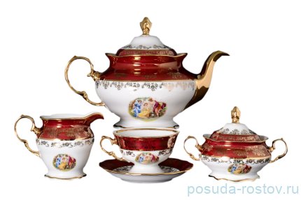 Чайный сервиз на 6 персон 15 предметов &quot;Фредерика /Мадонна красная&quot; / 086867