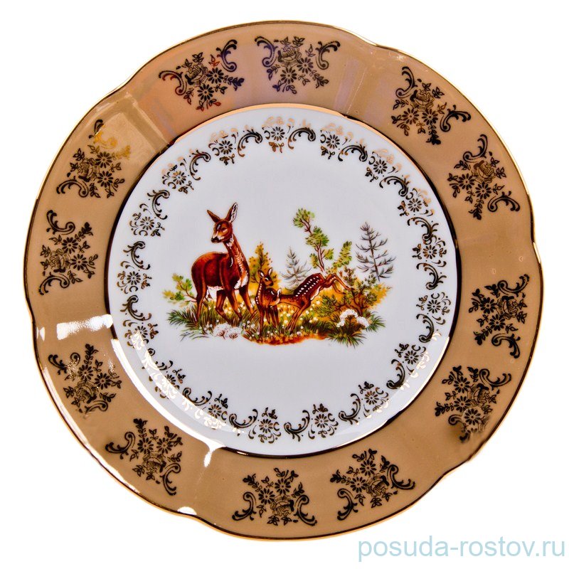 Набор тарелок 19 см 6 шт Bavarian Porcelain "Болеро /Охота бежевая" / 049614 Набор тарелок 19 см 6 шт Bavarian Porcelain "Болеро /Охота бежевая" / 049614