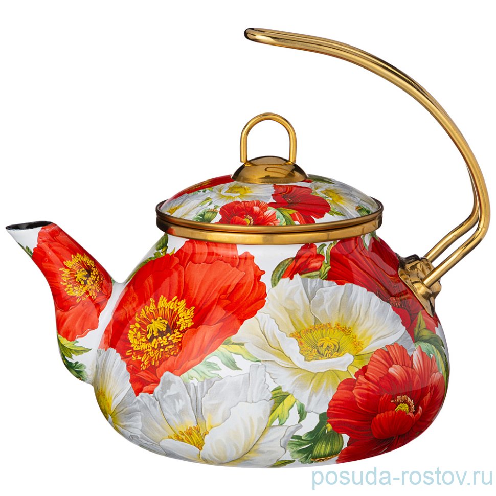 Чайник 2,2 л эмалированный "agness /маки" / 256783