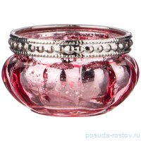 Подсвечник 6 х 3,5 см с металлическими элементами красный / 209344