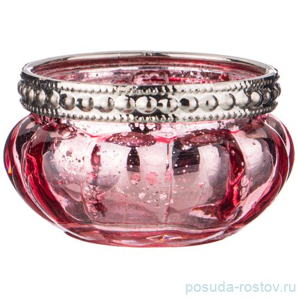 Подсвечник 6 х 3,5 см с металлическими элементами красный / 209344