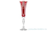 Бокалы для шампанского 180 мл 6 шт рубиновые &quot;Виктория /Золотая повитель&quot; / 026460