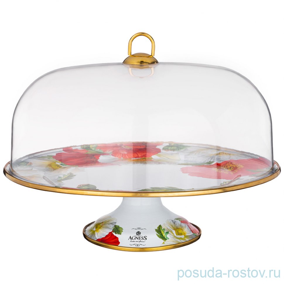 Тортница 30 см с крышкой н/н "Agness /Маки" / 256789 Тортница 30 см с крышкой н/н "Agness /Маки" / 256789