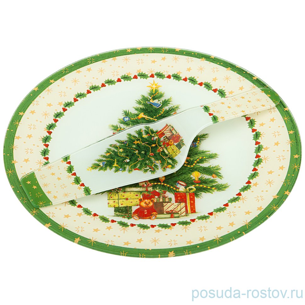Тарелка для торта 28 см с лопаткой "Рождественская сказка" / 268431