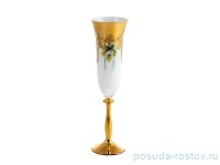 Бокалы для шампанского 190 мл 6 шт &quot;Анжела /Лепка белая /AS Crystal&quot; золотая ножка  / 148282