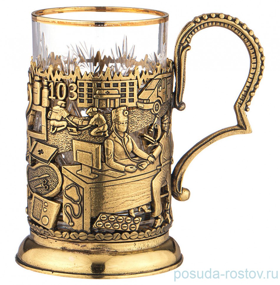 Стакан для чая 250 мл с подстаканником "Медики" / 293534 Стакан для чая 250 мл с подстаканником "Медики" / 293534