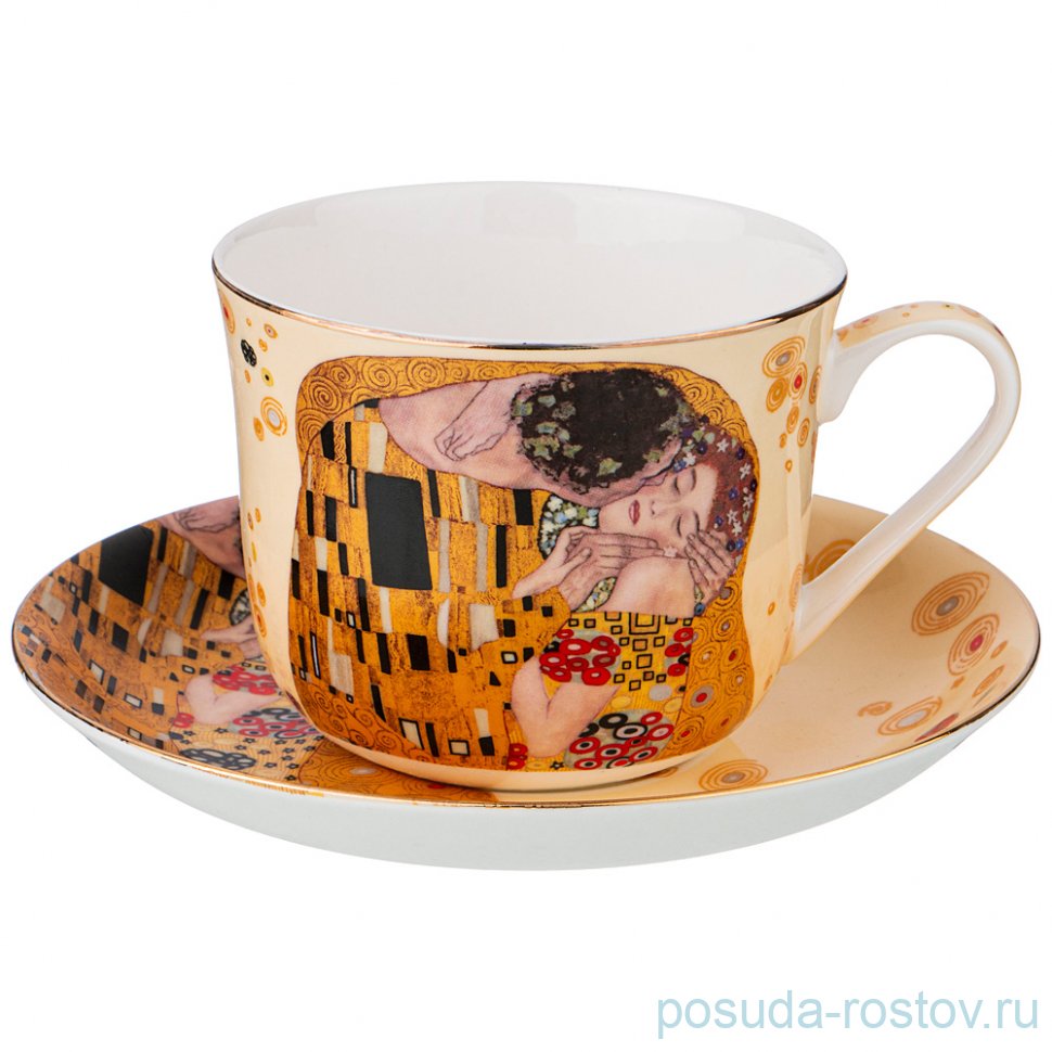 Чайная пара 500 мл 1 шт кремовая "поцелуй /г. климт" / 224394