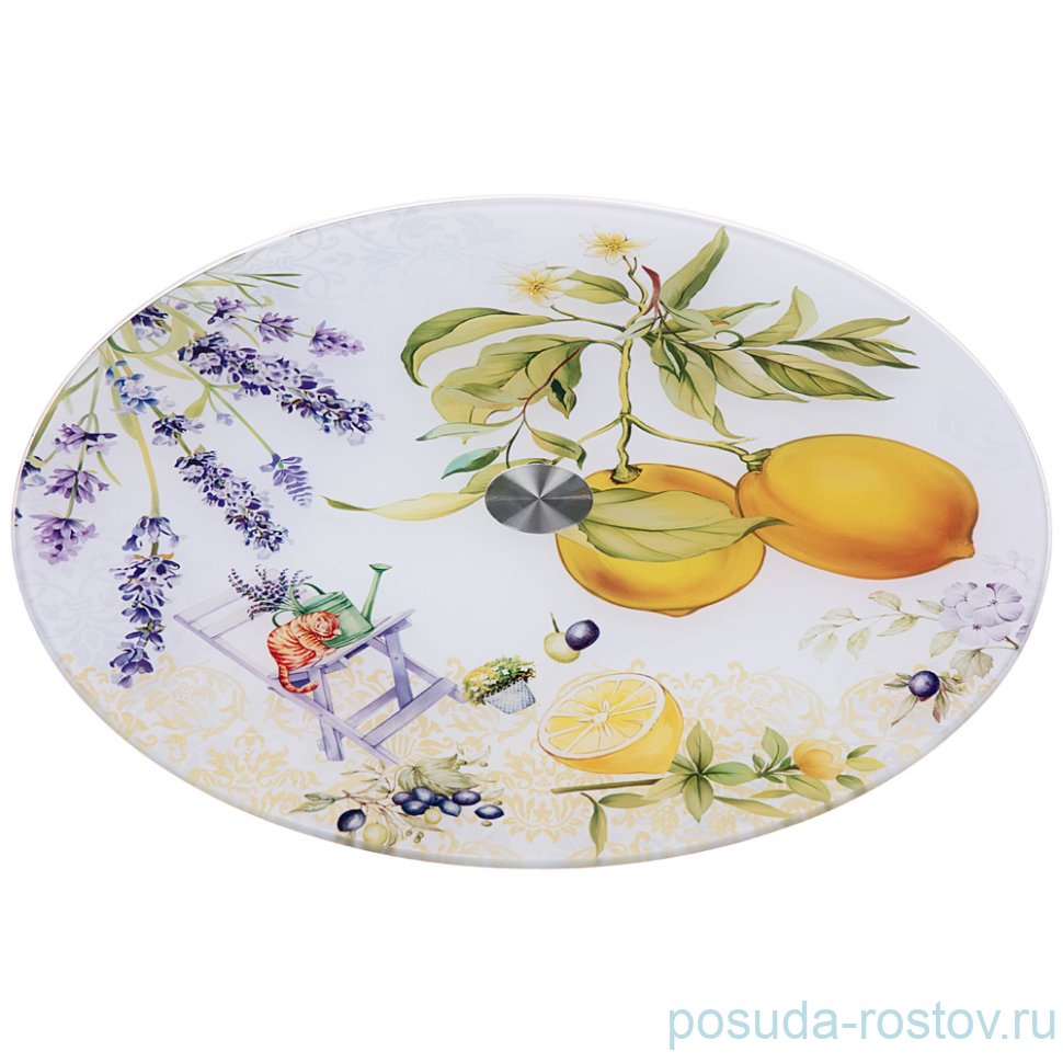 Блюдо 32 х 3 см вращающееся круглое "Лимоны" / 224874