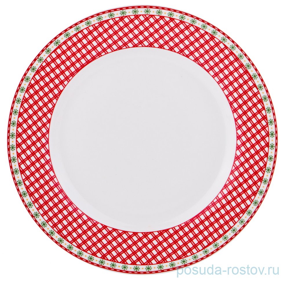 Тарелка 19 см 1 шт "С новым годом /Красная клетка" / 195421
