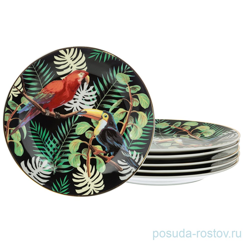 Набор тарелок 20 см 6 шт "тропические птицы" / 195033
