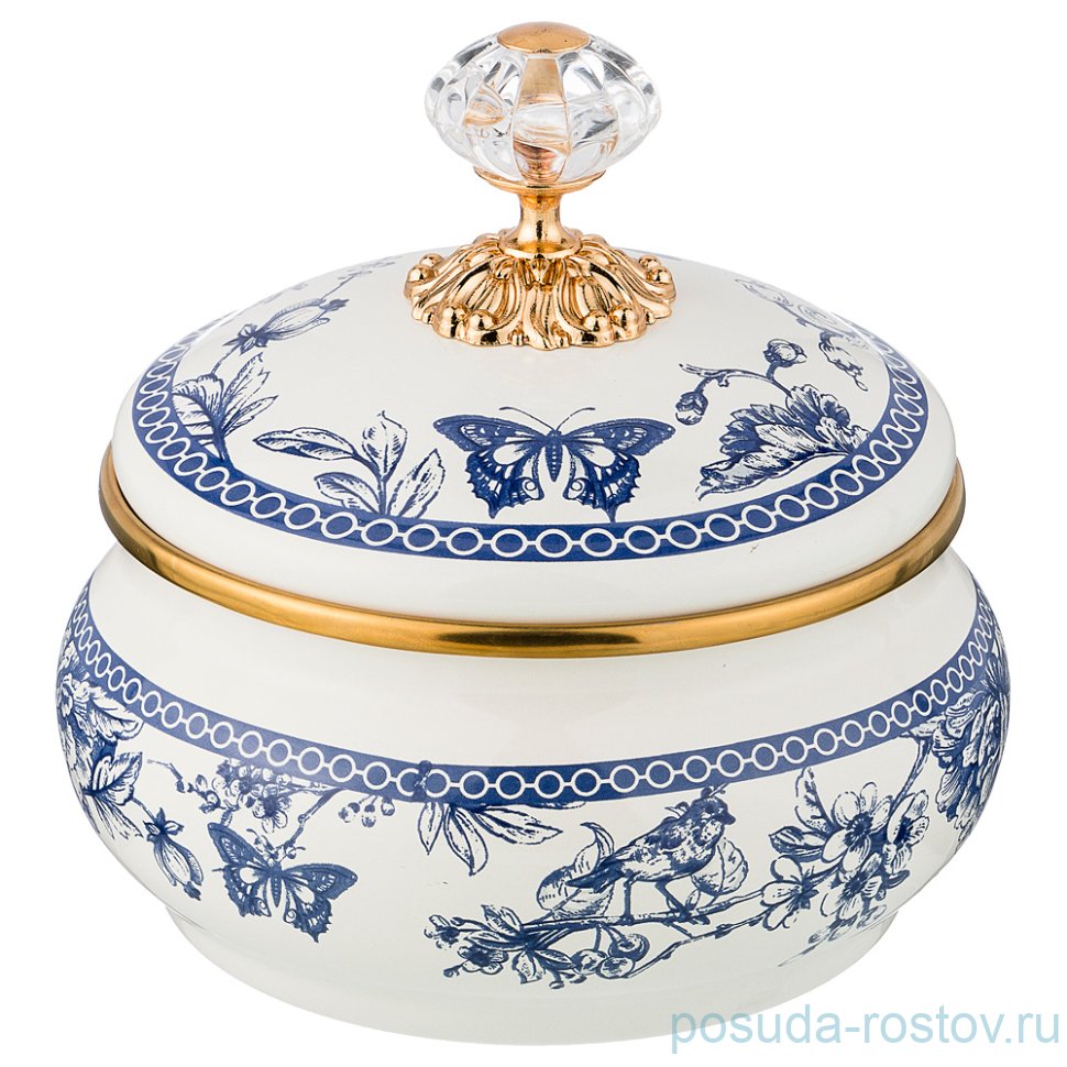 Сахарница 850 мл синяя "Agness /Винтаж /Цветы и бабочки" / 196375