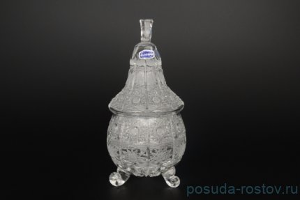 Ваза для конфет 20 см с крышкой на 3-х ножках &quot;Glasspo /Хрусталь резной&quot; / 049186