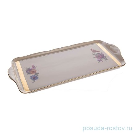 Поднос 36 см прямоугольный &quot;Аляска /Цветы /Золотая лента /2714 /СК&quot; / 159601