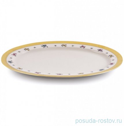 Блюдо 36 см овальное &quot;Констанц /Цветы /золото&quot; крем  / 253155