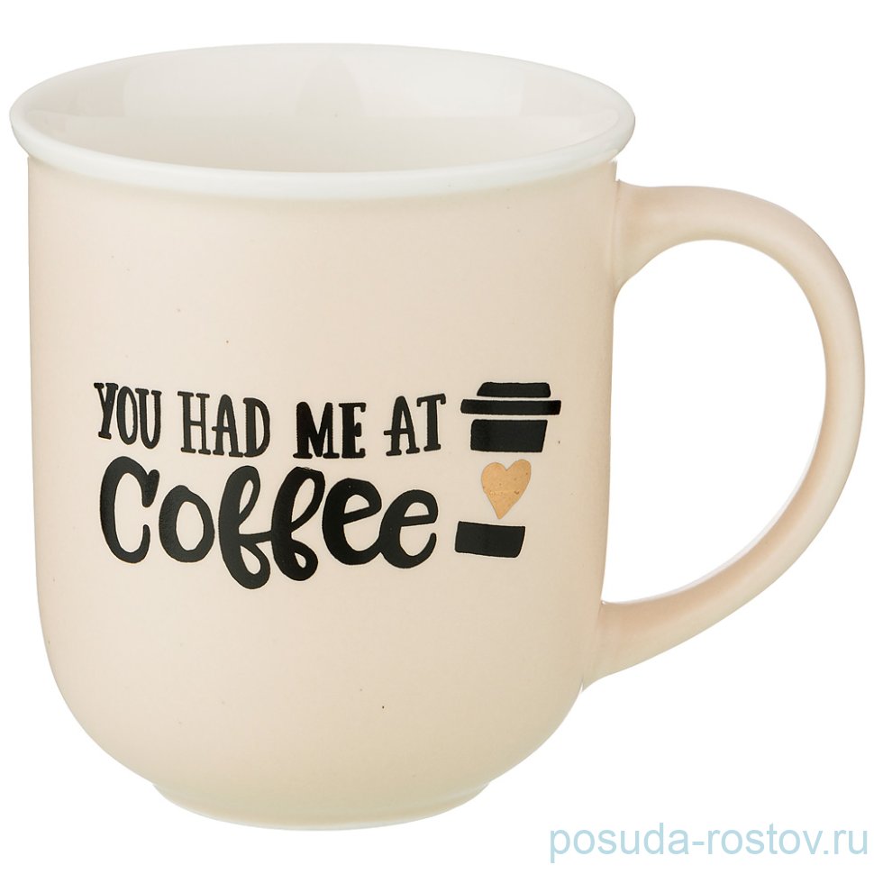 Кружка 400 мл бежевая "Кофемания" / 210578