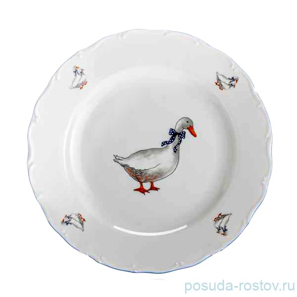 Блюдо 30 см круглое глубокое  Bohemia Porcelan Moritz Zdekauer 1810 s.r.o. "Офелия /Гуси" / 057861