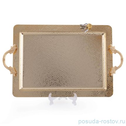 Поднос прямоугольный с ручками &quot;Цветок /Gold&quot; / 246473