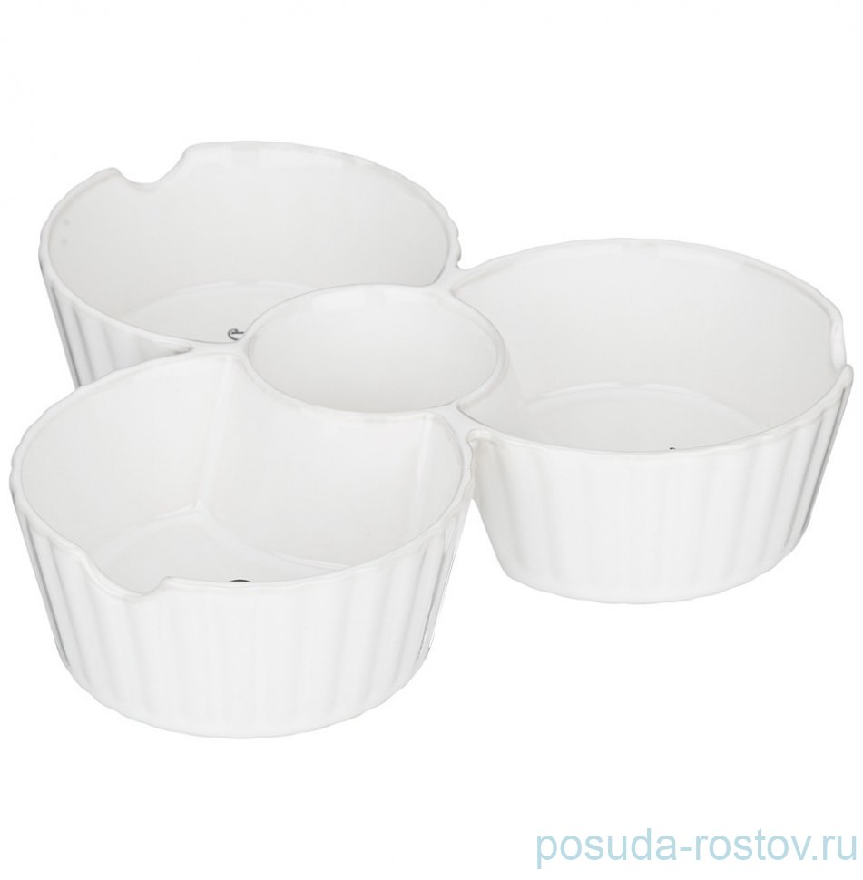 Менажница 22 х 5 см 4 секционная белая "Soul kitchen" / 301528